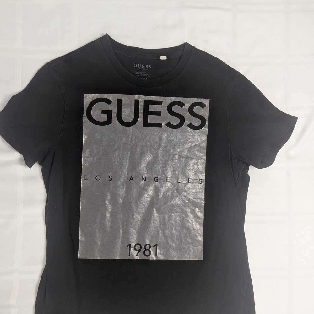 Guess Black and Silver Graphic T-Shirt